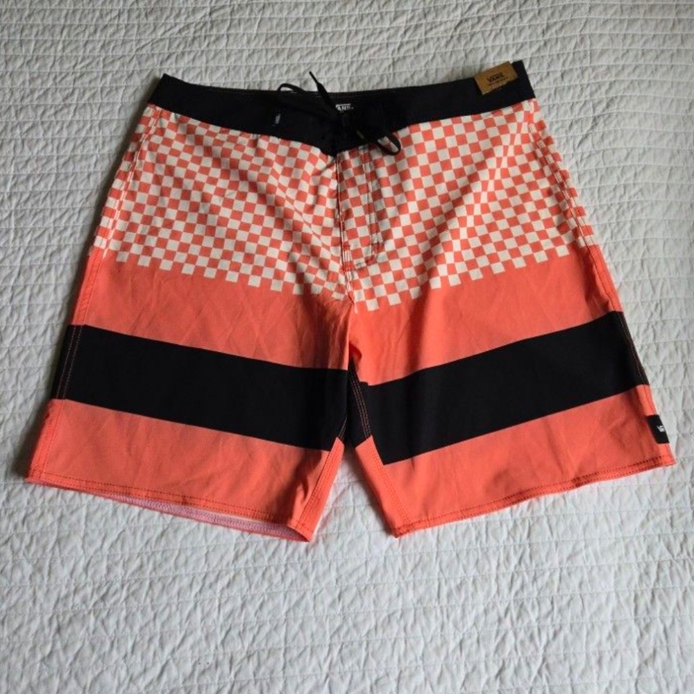 Vans Era Men Boardshorts Orange Black Amd White New 052025